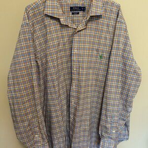 Ralph Lauren Men's Blue and Yellow Plaid Shirt